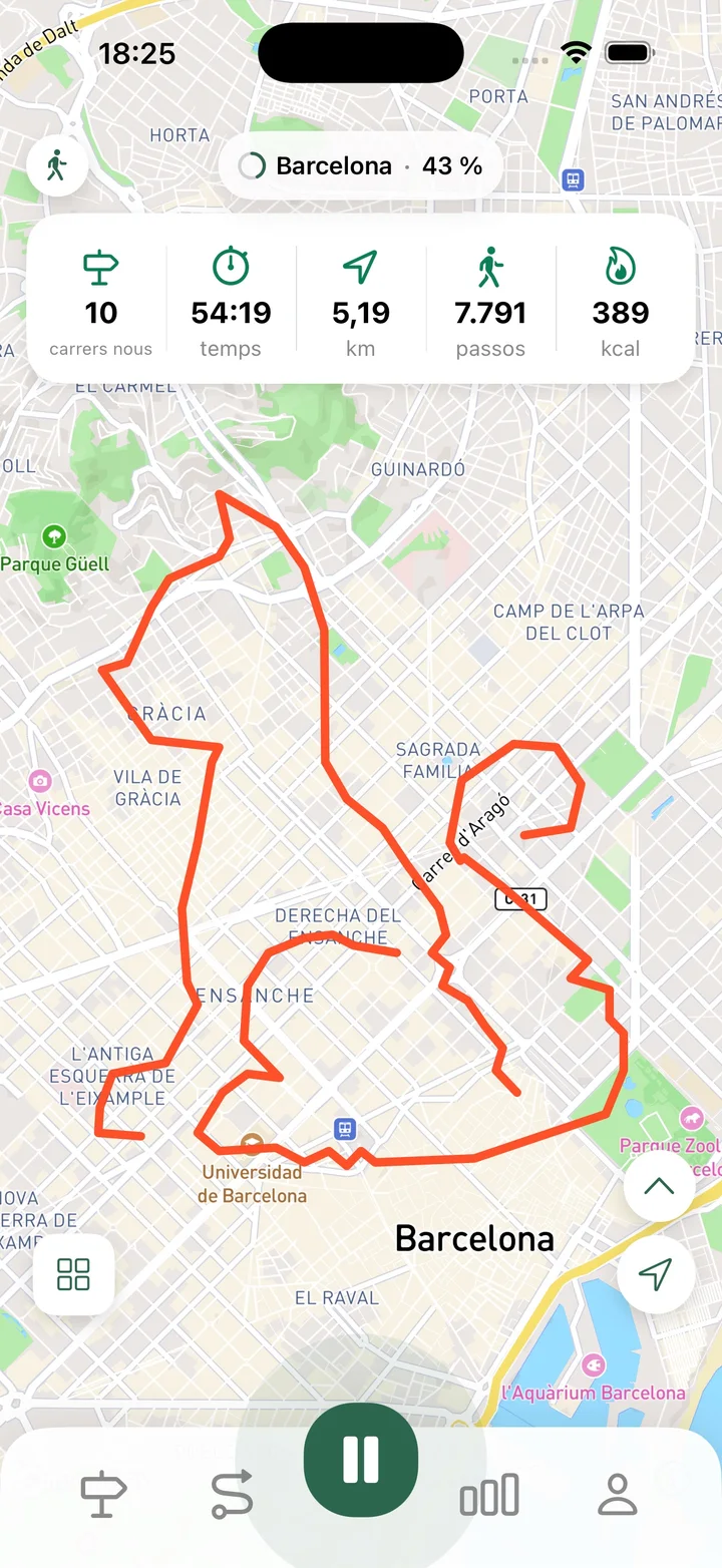 Registra caminades, curses i sortides en bicicleta