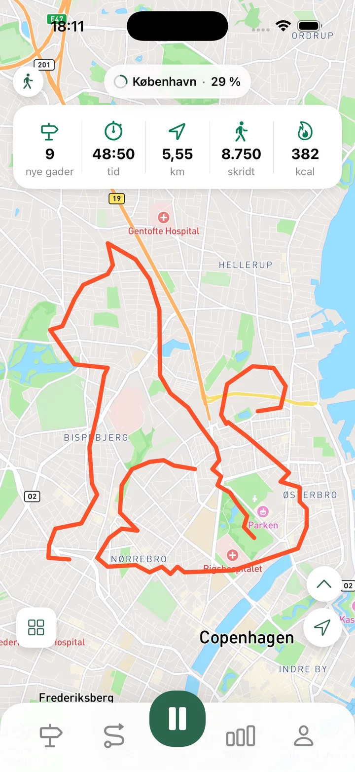 Registrer gåture, løb og cykelture