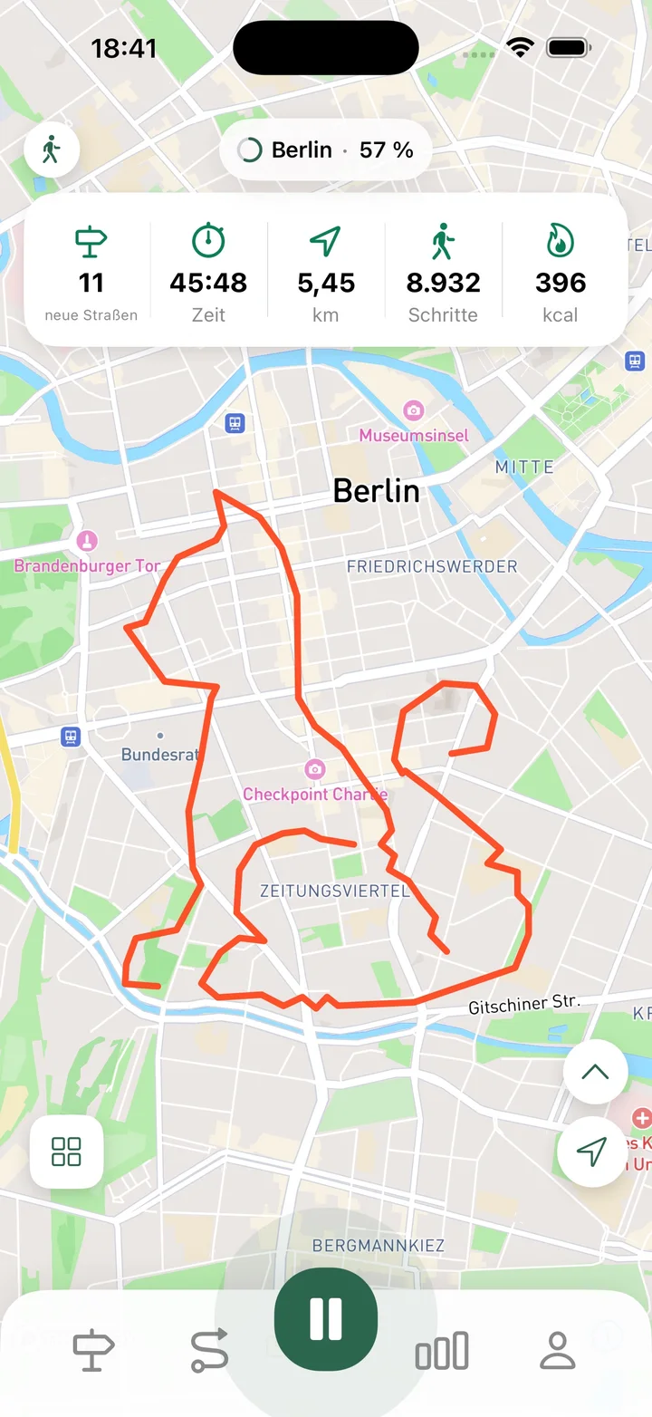 Aktive GPS-Routenaufzeichnung