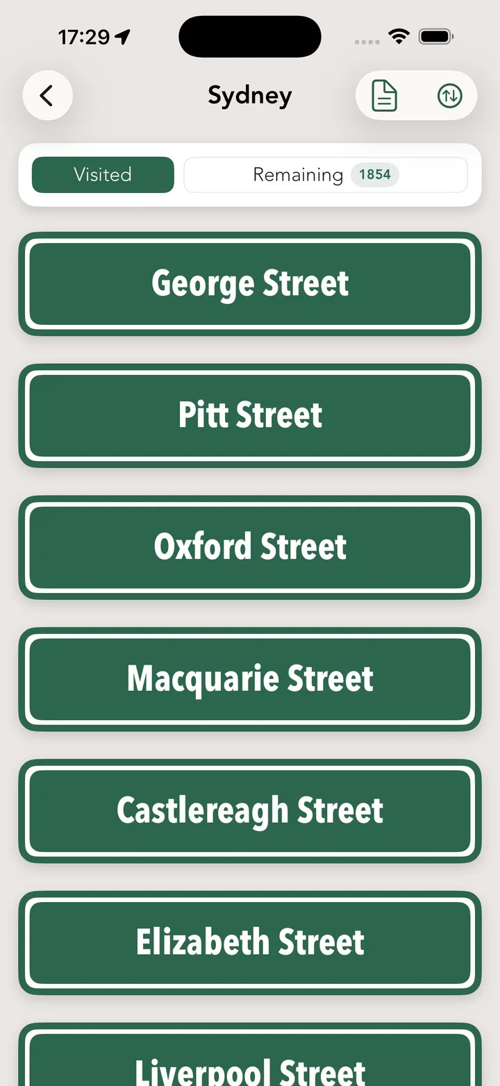 Visited Streets