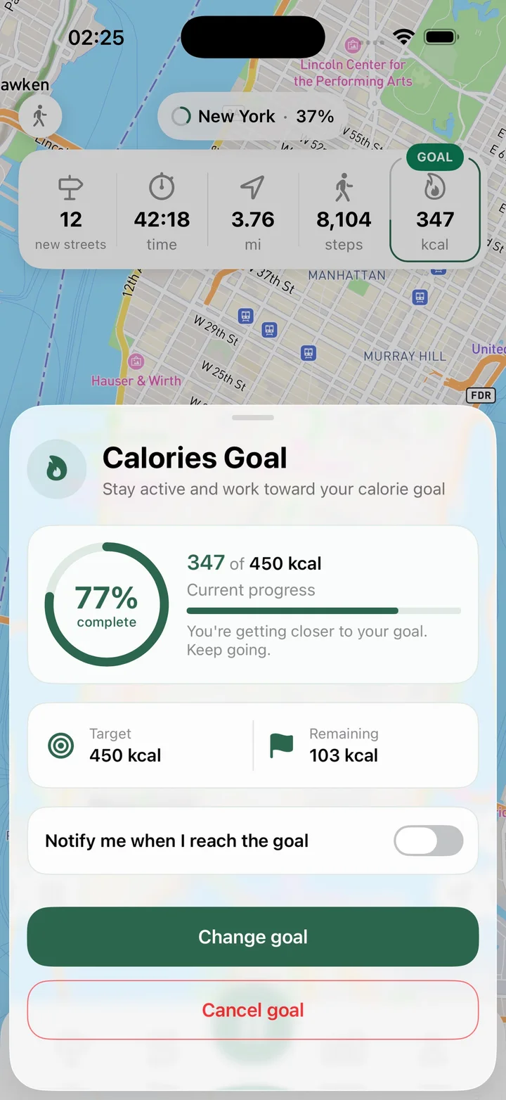 Calorie goal progress