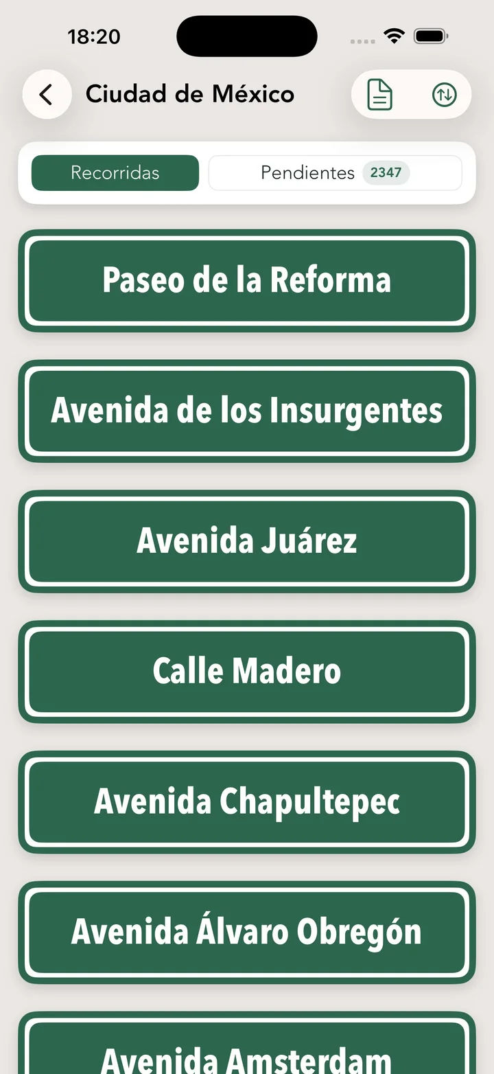 Calles recorridas