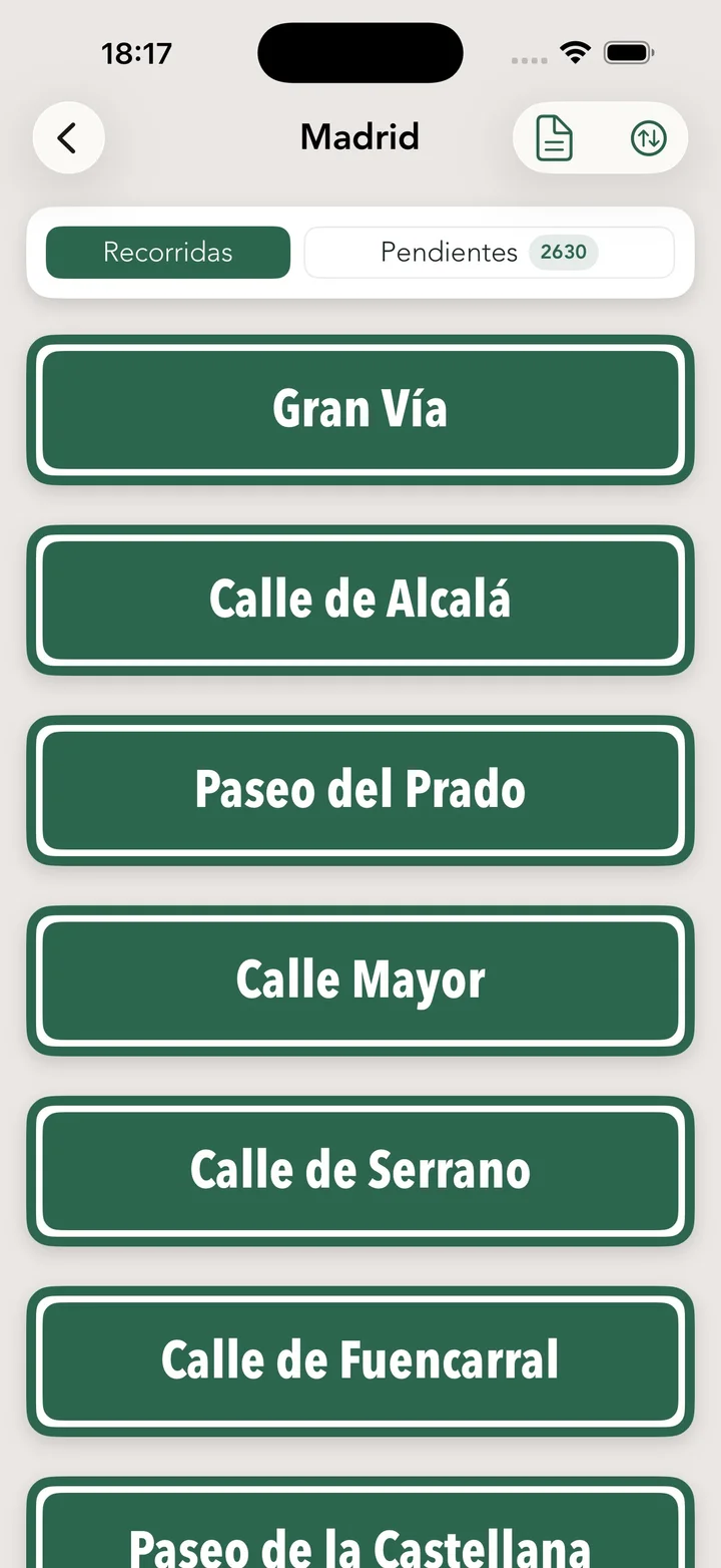 Calles recorridas con Streets
