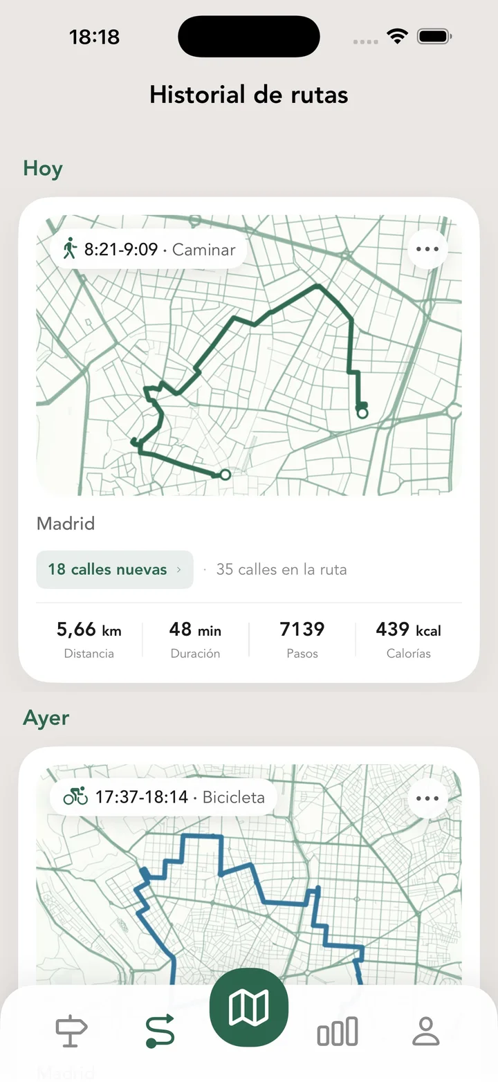 Historial de rutas