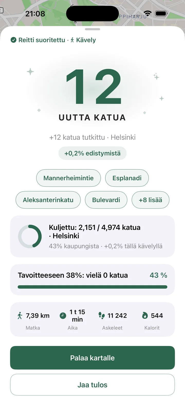 Reitti suoritettu
