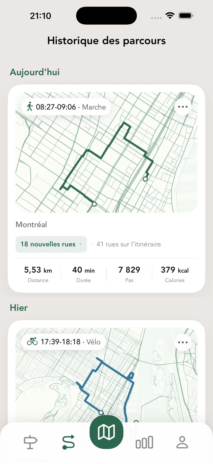 Historique des parcours