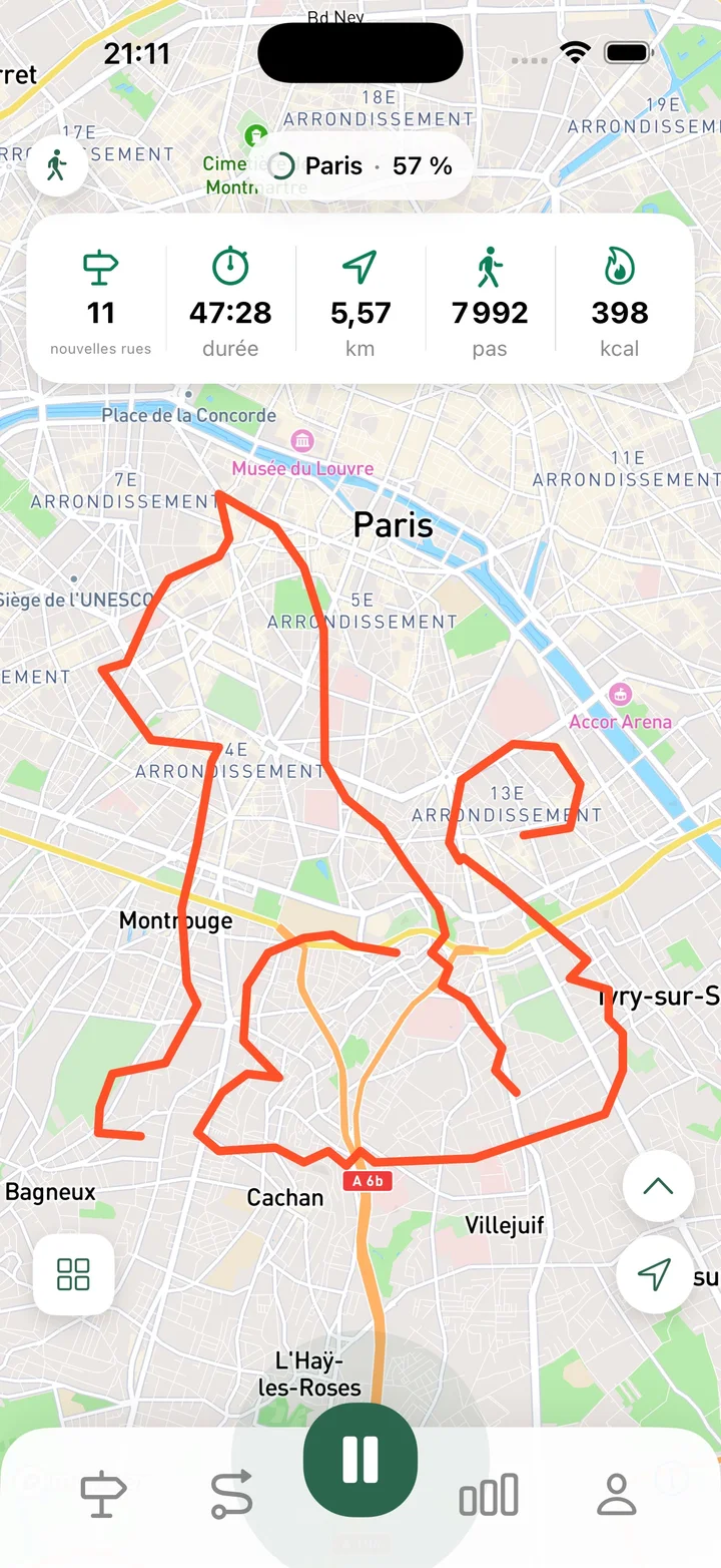 Enregistrement GPS d’un parcours actif