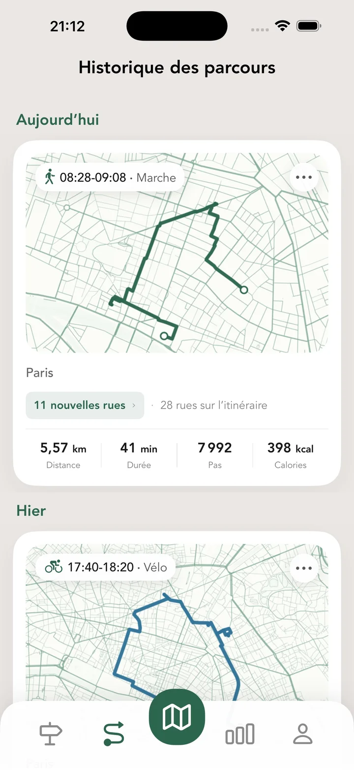 Historique des parcours