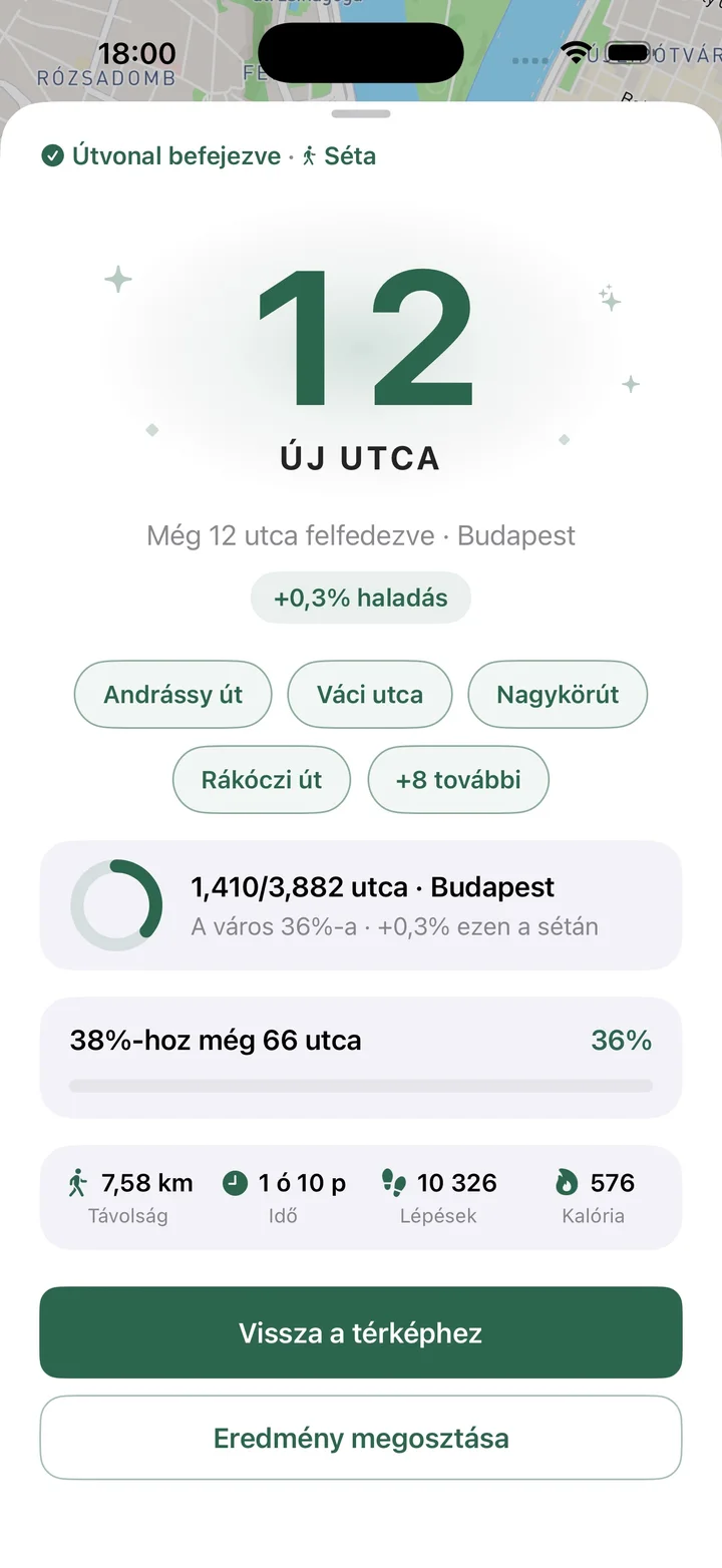 Útvonal befejezve