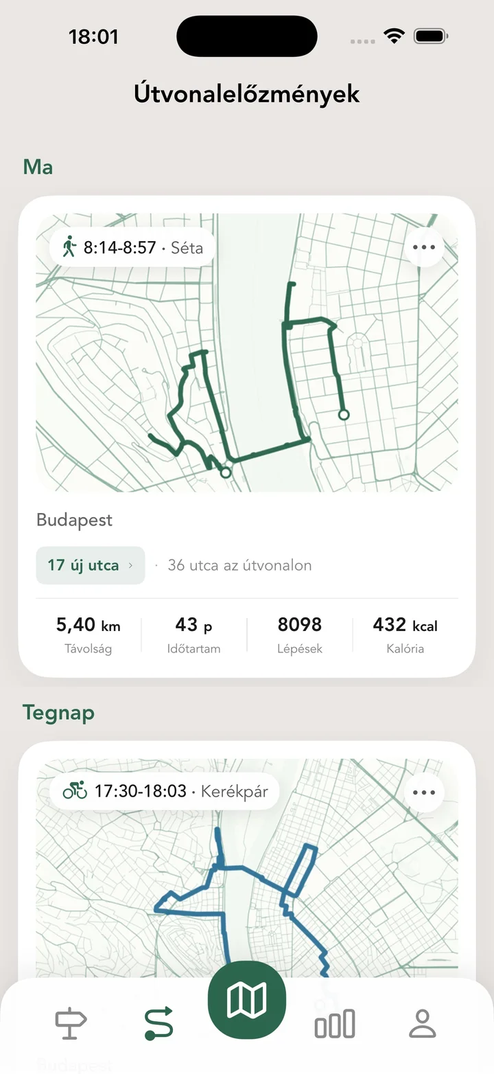 Útvonalelőzmények