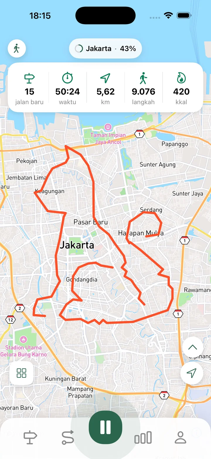 Lacak aktivitas jalan kaki, lari, dan bersepeda