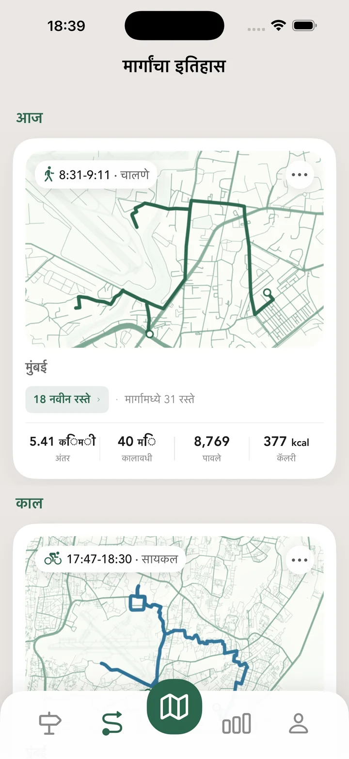 मार्गांचा इतिहास