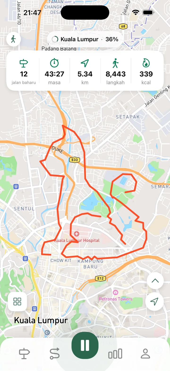 Jejaki jalan kaki, larian dan kayuhan