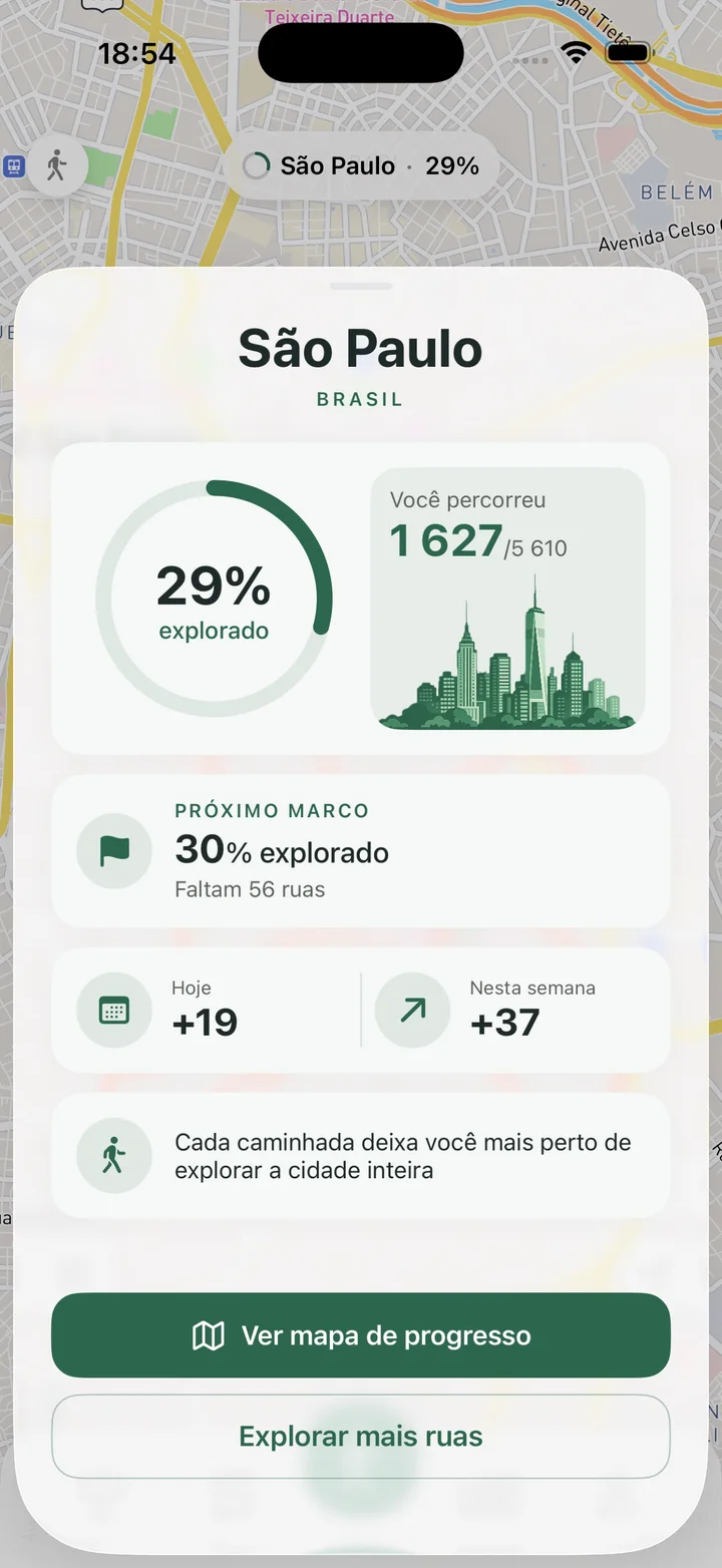 Progresso da cidade e ruas restantes no Streets