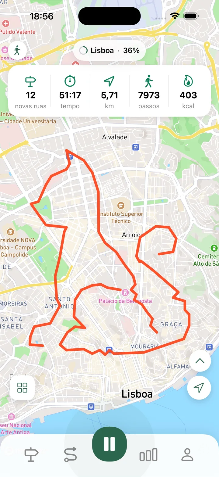 Registe caminhadas, corridas e passeios de bicicleta