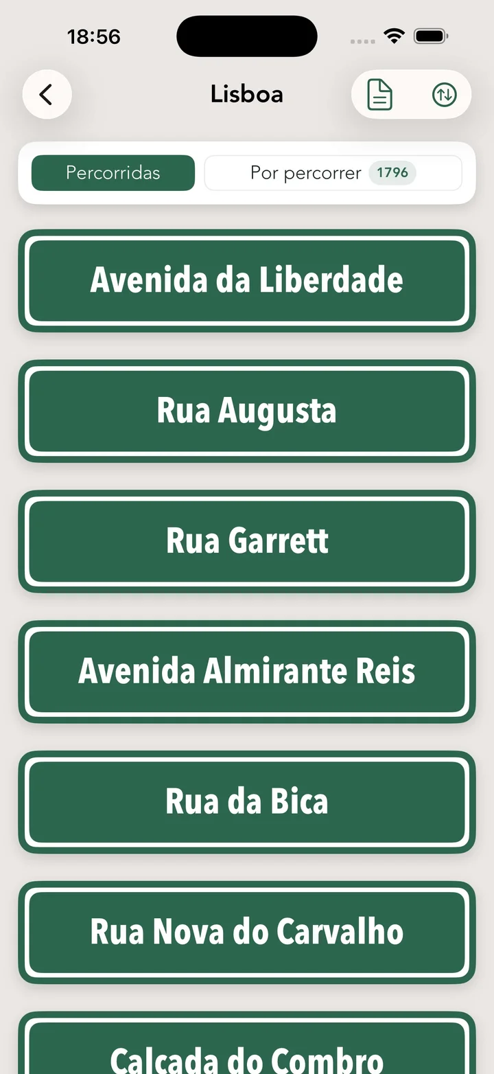 Ruas percorridas