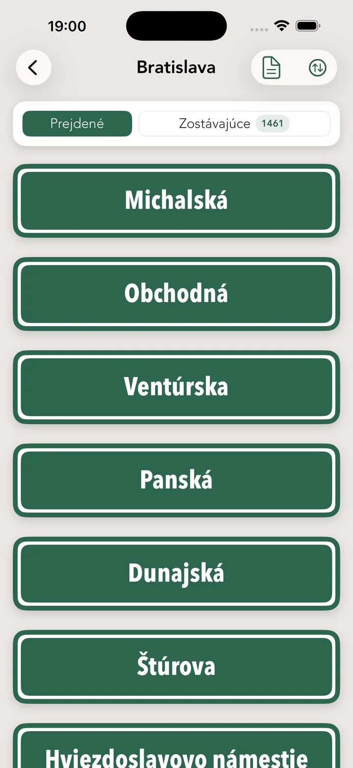 Prejdené ulice