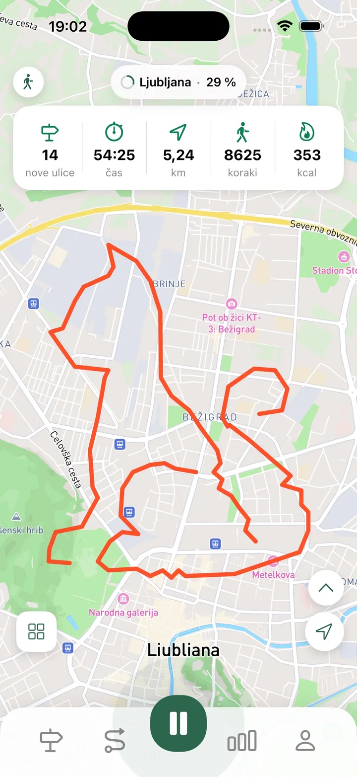 Beležite sprehode, teke in kolesarjenje