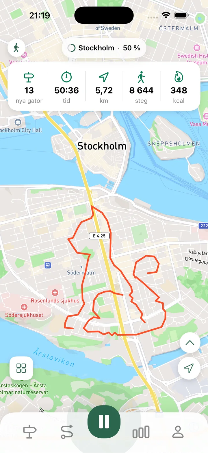 Registrera promenader, löprundor och cykelturer