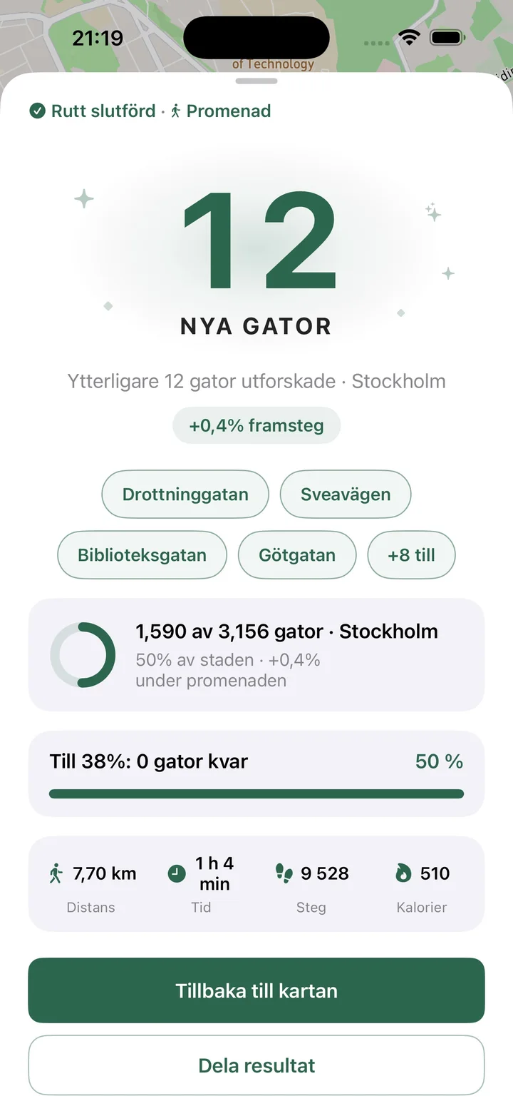 Rutt slutförd