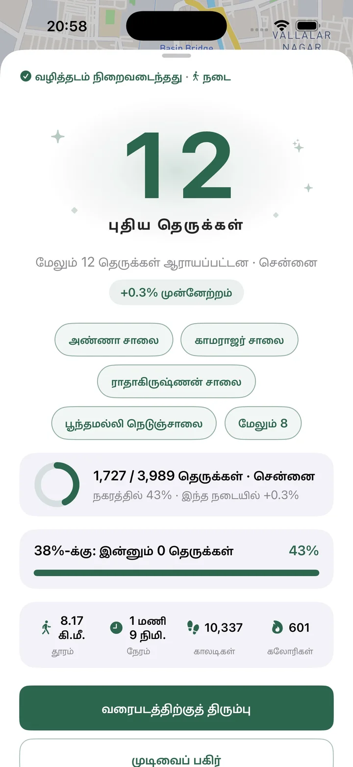 வழித்தடம் நிறைவடைந்தது