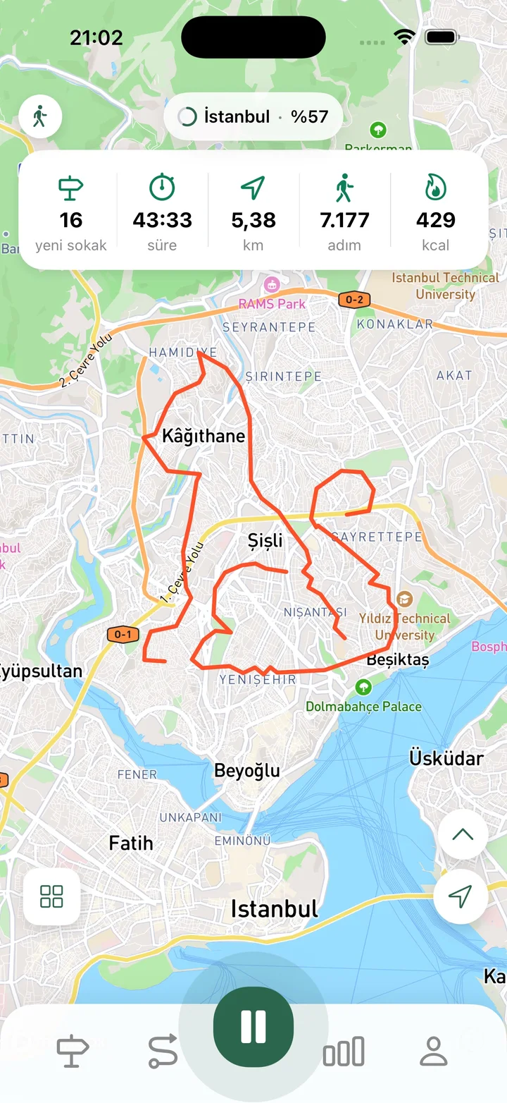 Yürüyüşleri, koşuları ve bisiklet sürüşlerini takip edin