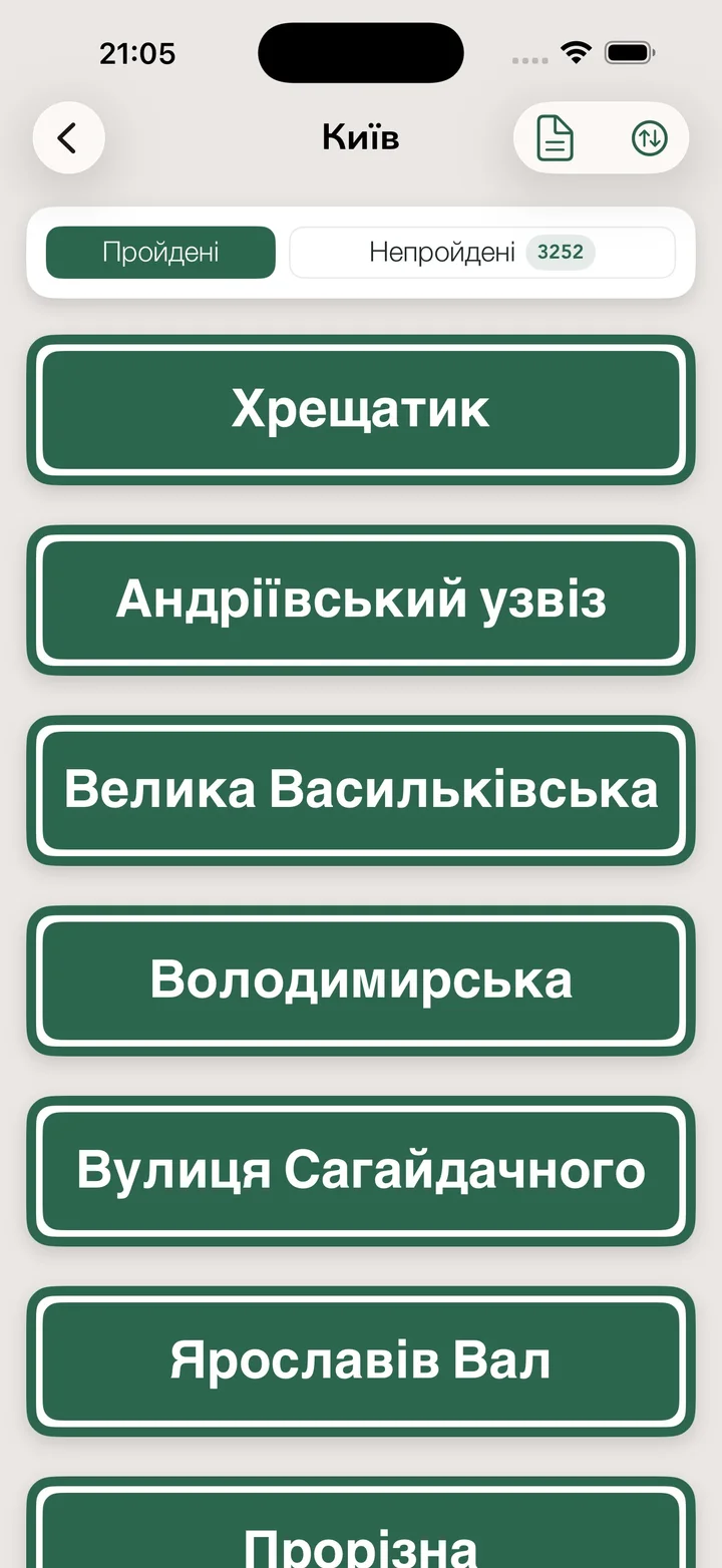 Пройдені вулиці
